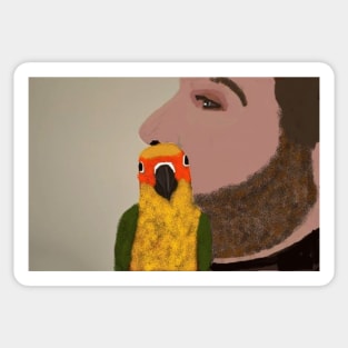 Bird in beard Sticker